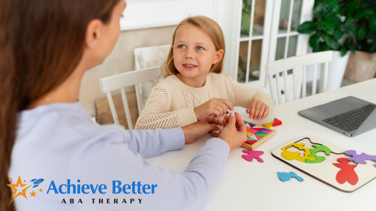 Child participating in an initial ABA assessment while receiving structured guidance from a therapist.